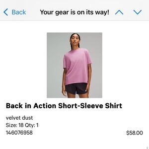 Lululemon Back in Action Short-Sleeve Shirt